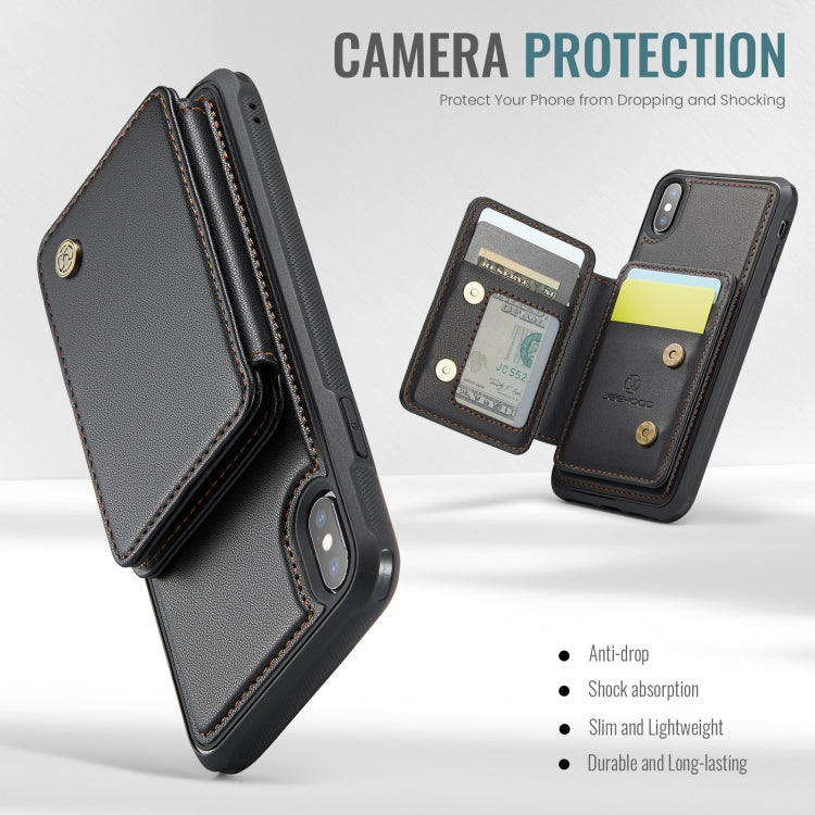 For iPhone X / XS JEEHOOD J05 Business Magnetic Style RFID Leather Phone Case