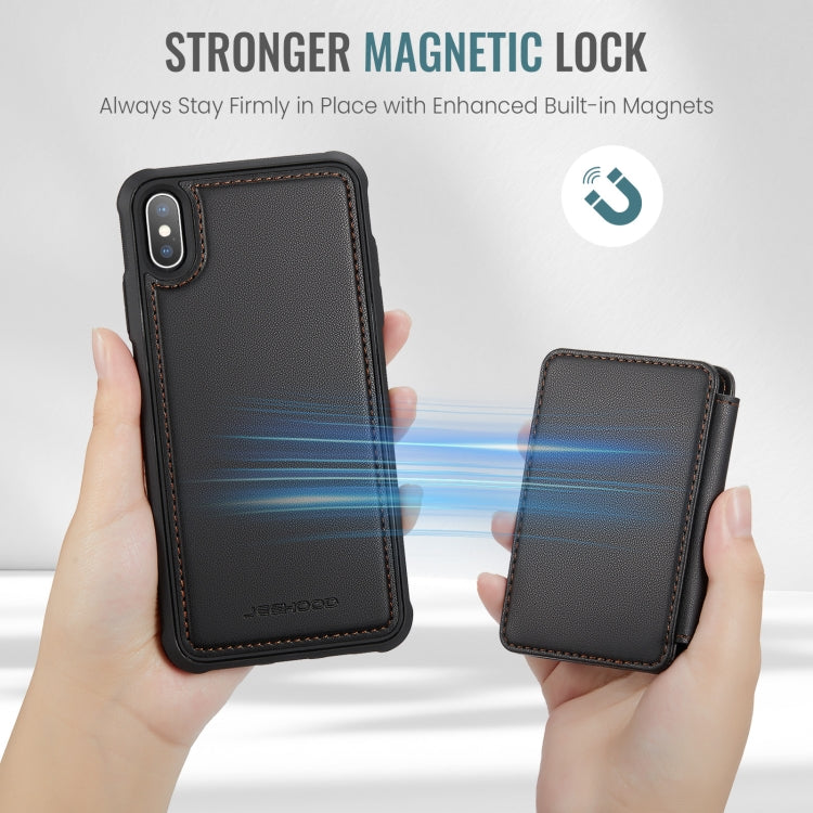 For iPhone X / XS JEEHOOD J05 Business Magnetic Style RFID Leather Phone Case