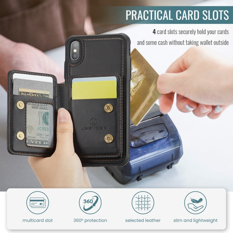 For iPhone X / XS JEEHOOD J05 Business Magnetic Style RFID Leather Phone Case