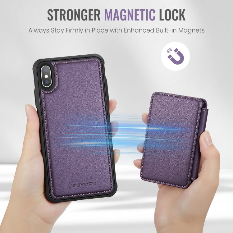 For iPhone X / XS JEEHOOD J05 Business Magnetic Style RFID Leather Phone Case