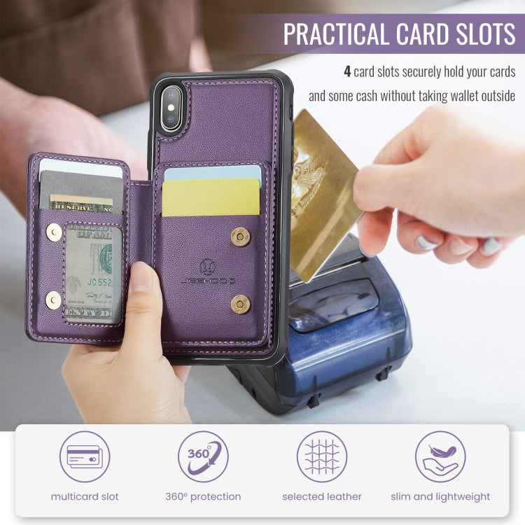 For iPhone X / XS JEEHOOD J05 Business Magnetic Style RFID Leather Phone Case