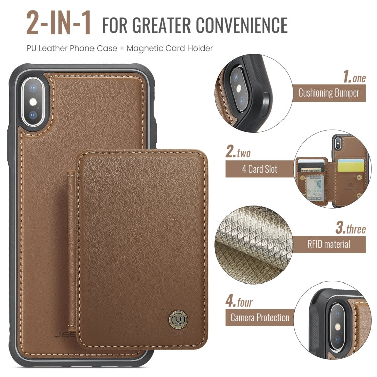 For iPhone X / XS JEEHOOD J05 Business Magnetic Style RFID Leather Phone Case