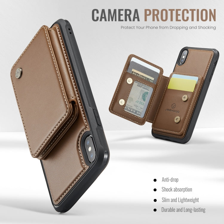 For iPhone X / XS JEEHOOD J05 Business Magnetic Style RFID Leather Phone Case