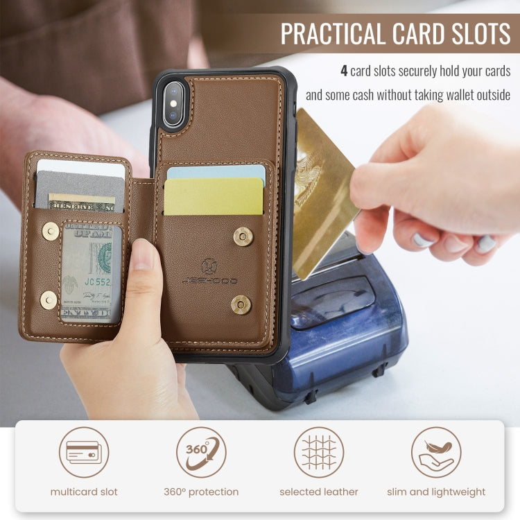 For iPhone X / XS JEEHOOD J05 Business Magnetic Style RFID Leather Phone Case