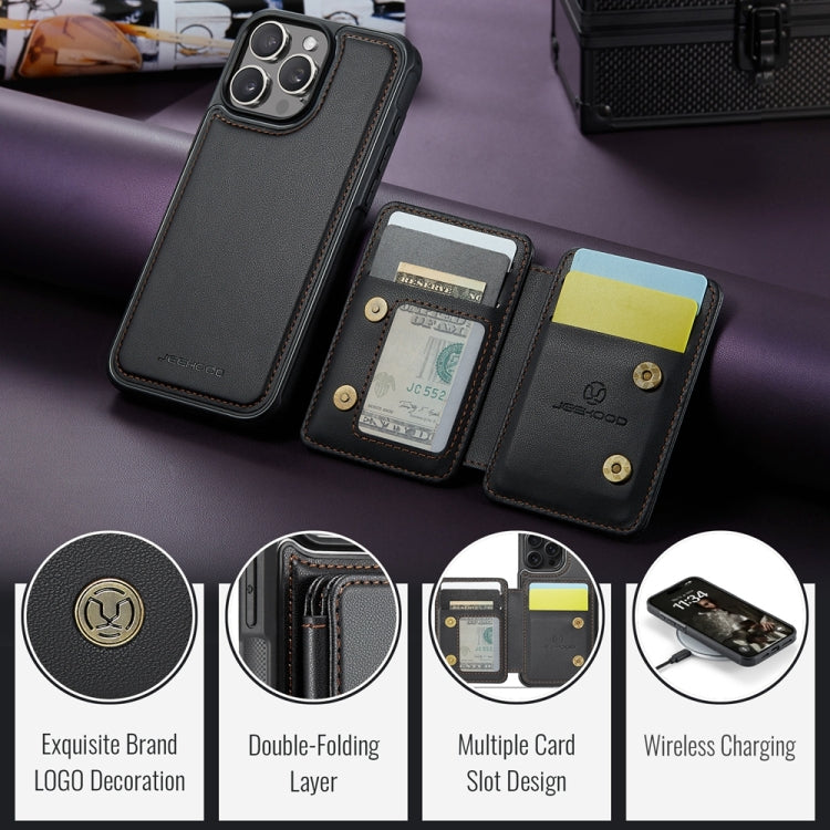 For iPhone 16 Pro Max JEEHOOD J05 Business Magnetic Style RFID Leather Phone Case