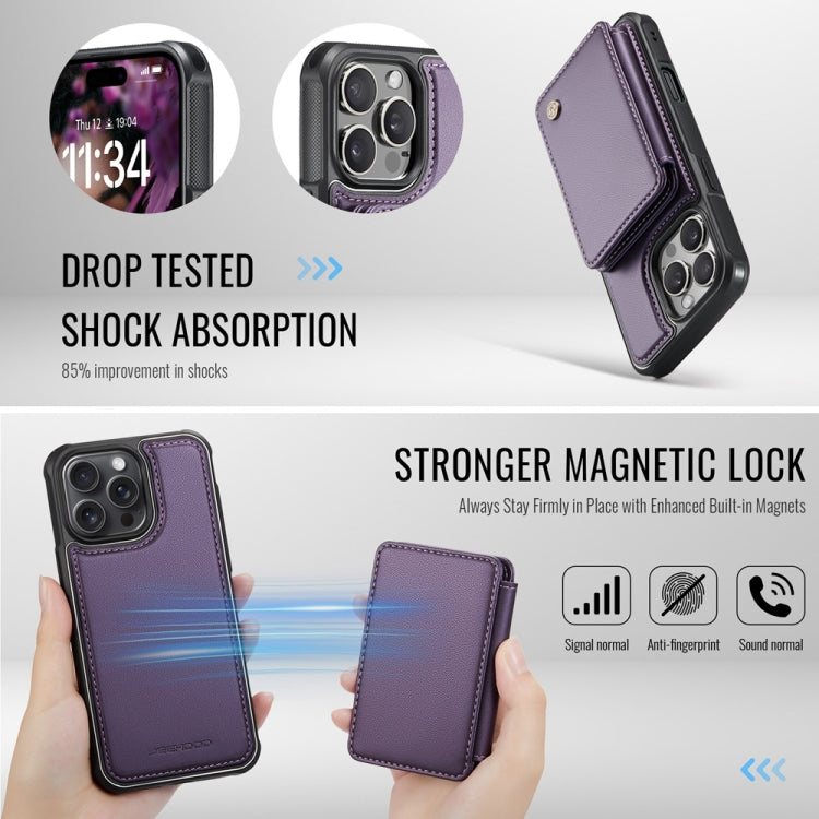 For iPhone 16 Pro Max JEEHOOD J05 Business Magnetic Style RFID Leather Phone Case