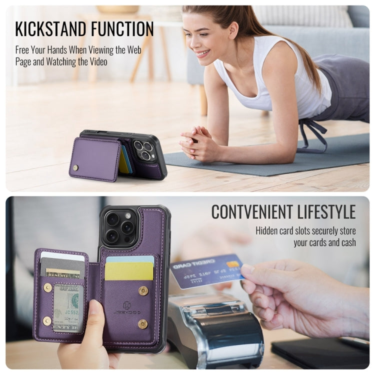 For iPhone 16 Pro Max JEEHOOD J05 Business Magnetic Style RFID Leather Phone Case