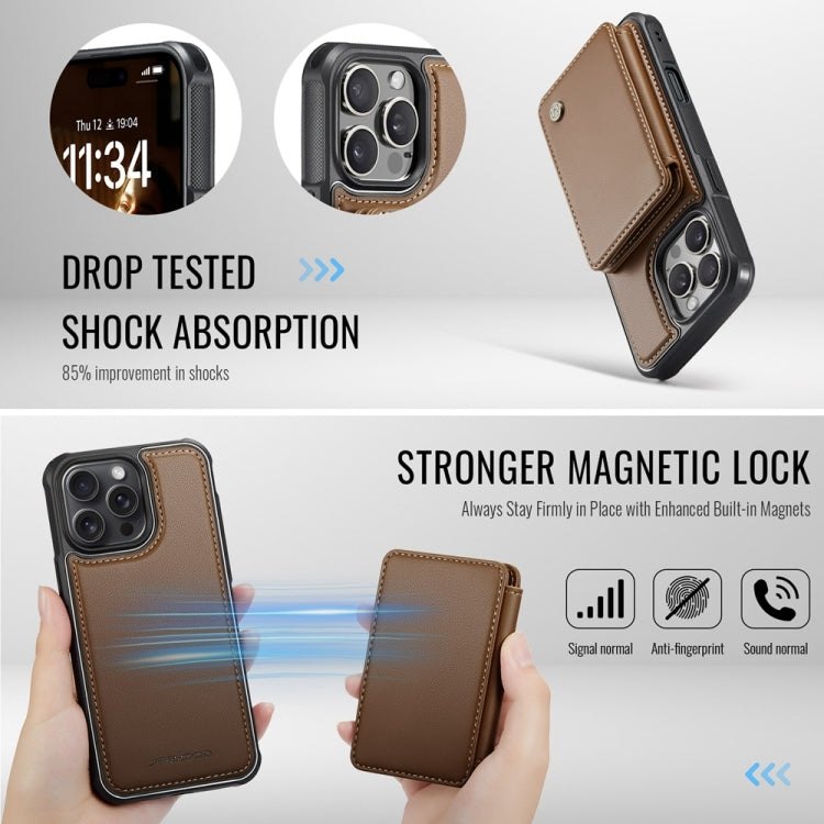 For iPhone 16 Pro Max JEEHOOD J05 Business Magnetic Style RFID Leather Phone Case