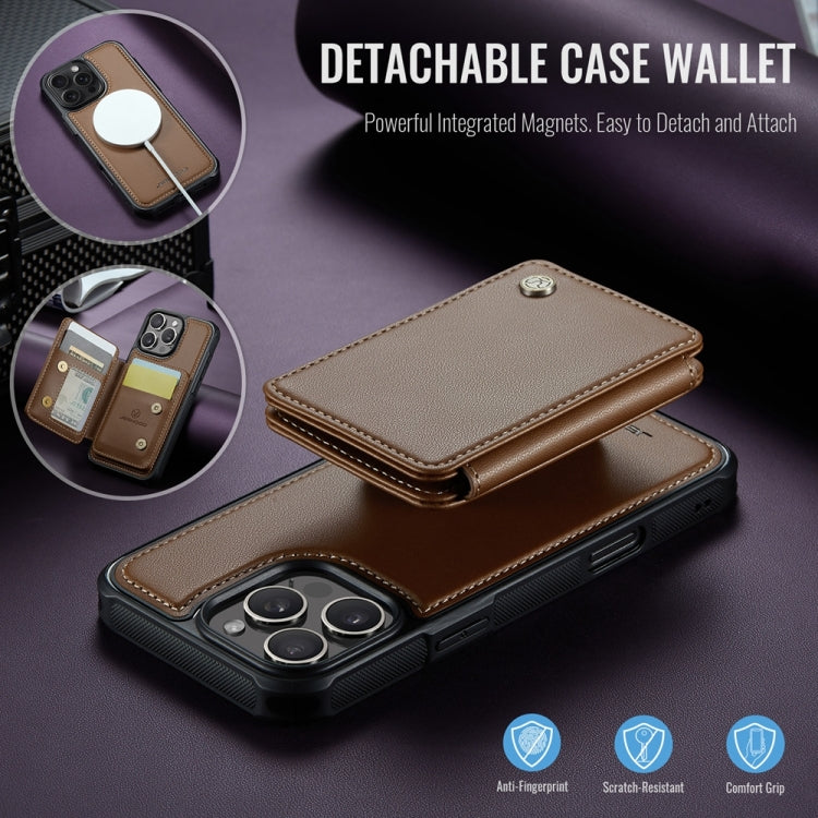 For iPhone 16 Pro Max JEEHOOD J05 Business Magnetic Style RFID Leather Phone Case