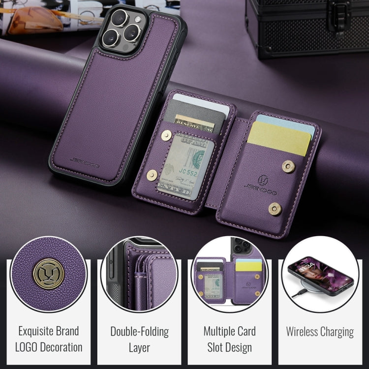 For iPhone 16 Pro JEEHOOD J05 Business Magnetic Style RFID Leather Phone Case