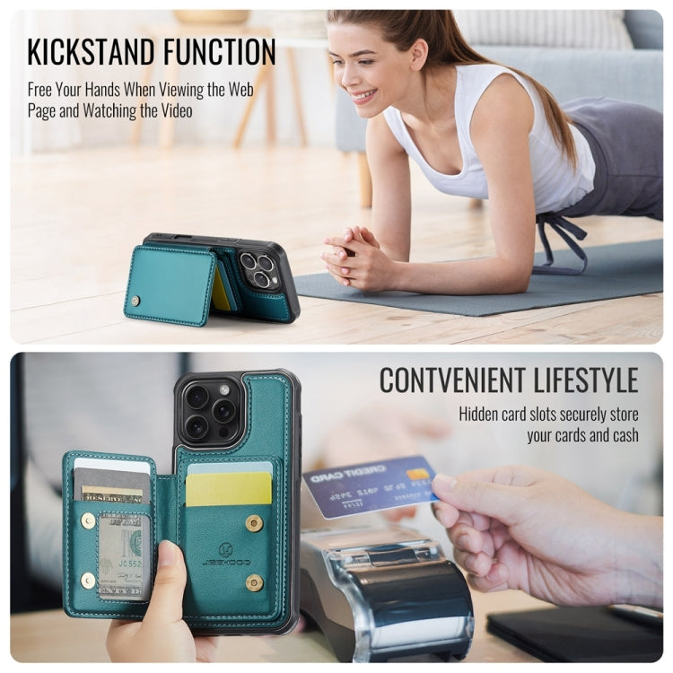 For iPhone 16 Pro JEEHOOD J05 Business Magnetic Style RFID Leather Phone Case