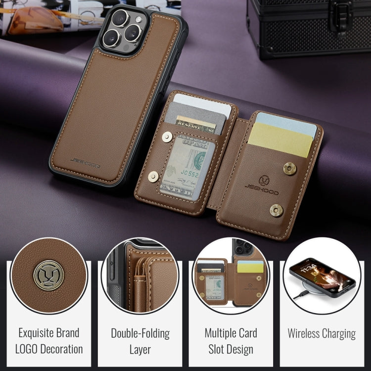 For iPhone 16 Pro JEEHOOD J05 Business Magnetic Style RFID Leather Phone Case