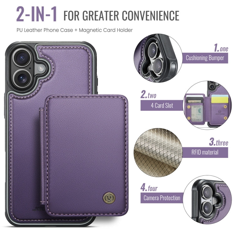 For iPhone 16 Plus JEEHOOD J05 Business Magnetic Style RFID Leather Phone Case