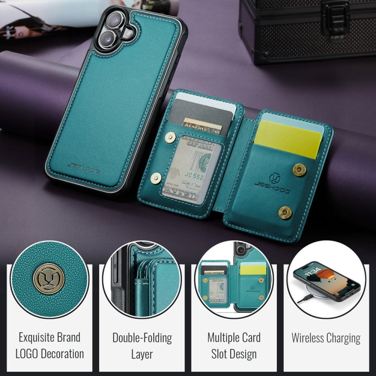 For iPhone 16 Plus JEEHOOD J05 Business Magnetic Style RFID Leather Phone Case