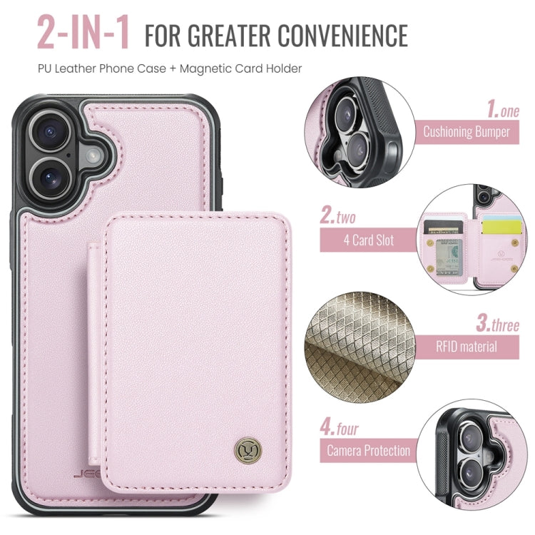 For iPhone 16 Plus JEEHOOD J05 Business Magnetic Style RFID Leather Phone Case
