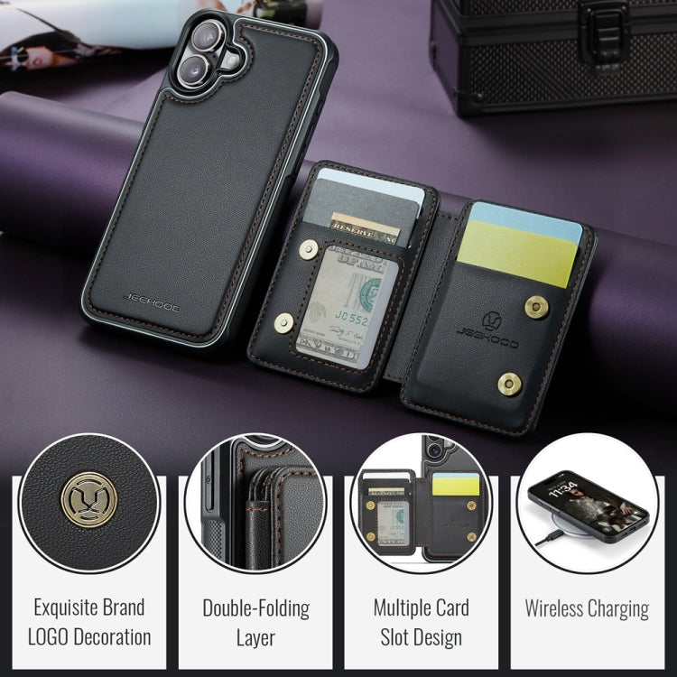 For iPhone 16 JEEHOOD J05 Business Magnetic Style RFID Leather Phone Case