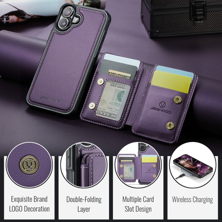 For iPhone 16 JEEHOOD J05 Business Magnetic Style RFID Leather Phone Case
