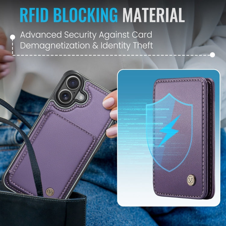 For iPhone 16 JEEHOOD J05 Business Magnetic Style RFID Leather Phone Case