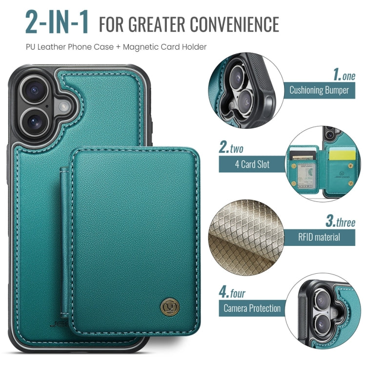 For iPhone 16 JEEHOOD J05 Business Magnetic Style RFID Leather Phone Case