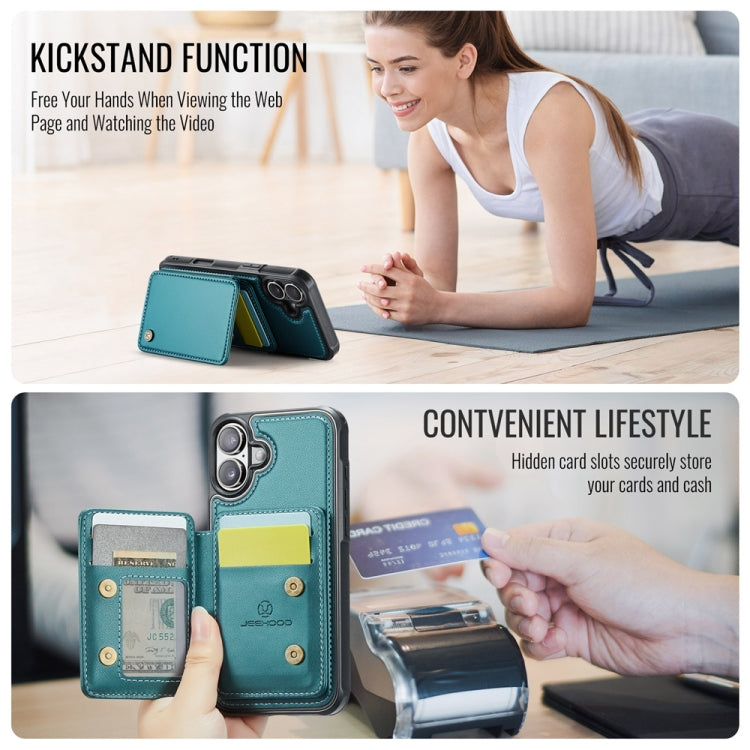 For iPhone 16 JEEHOOD J05 Business Magnetic Style RFID Leather Phone Case