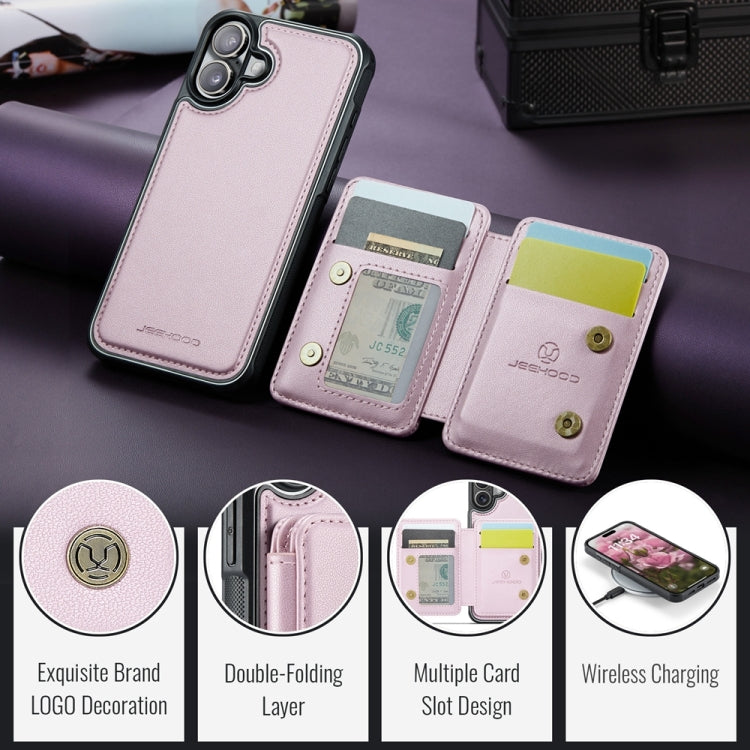 For iPhone 16 JEEHOOD J05 Business Magnetic Style RFID Leather Phone Case