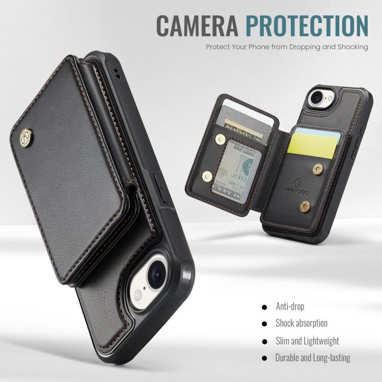 For iPhone 17e / 16e JEEHOOD J05 Business Magnetic Style RFID Leather Phone Case