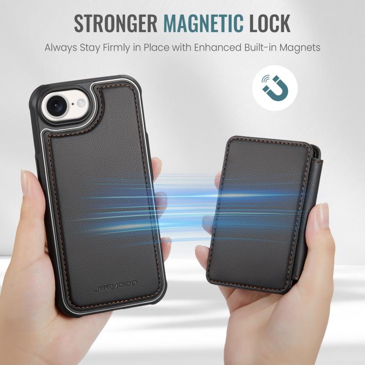 For iPhone 17e / 16e JEEHOOD J05 Business Magnetic Style RFID Leather Phone Case