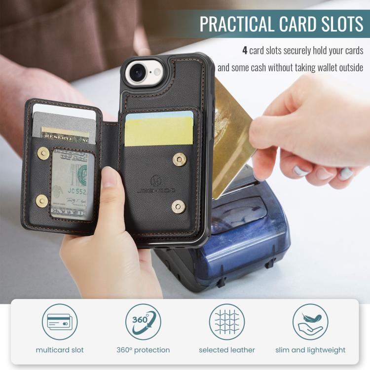 For iPhone 17e / 16e JEEHOOD J05 Business Magnetic Style RFID Leather Phone Case