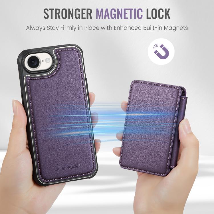 For iPhone 17e / 16e JEEHOOD J05 Business Magnetic Style RFID Leather Phone Case