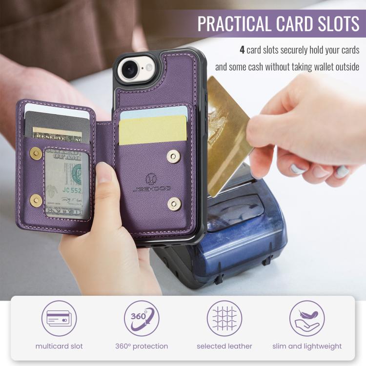 For iPhone 17e / 16e JEEHOOD J05 Business Magnetic Style RFID Leather Phone Case
