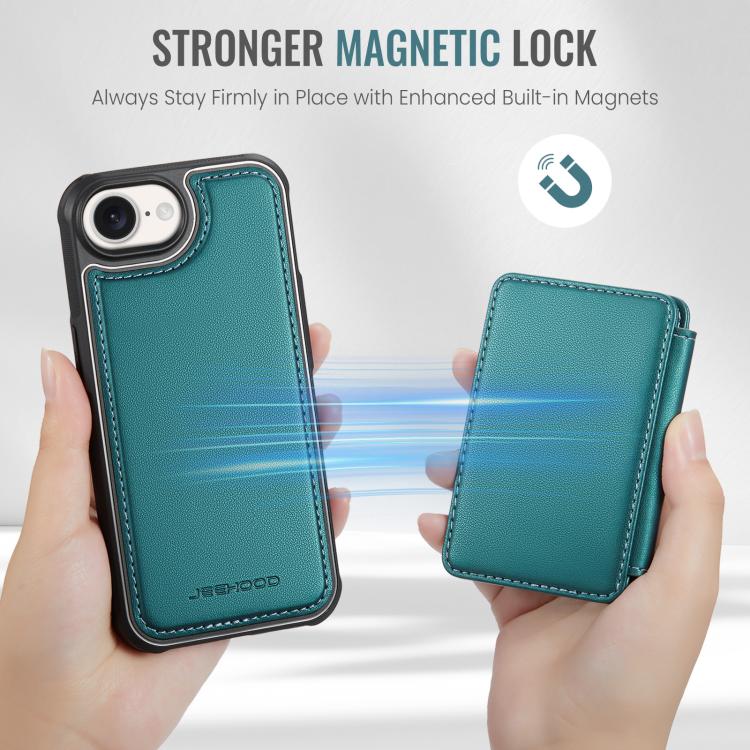 For iPhone 17e / 16e JEEHOOD J05 Business Magnetic Style RFID Leather Phone Case
