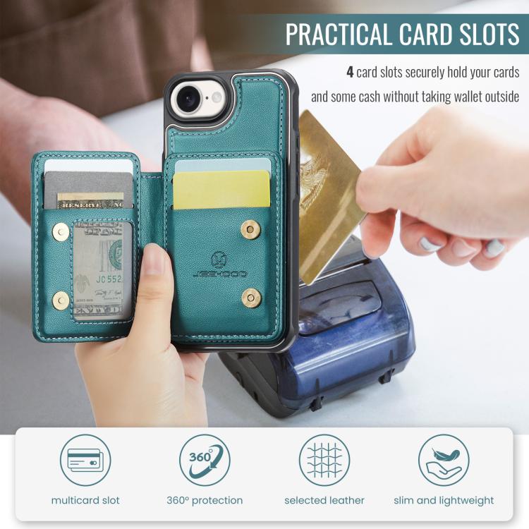 For iPhone 17e / 16e JEEHOOD J05 Business Magnetic Style RFID Leather Phone Case