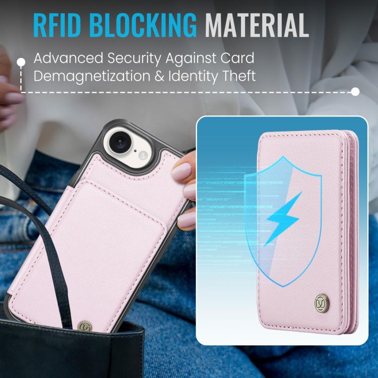 For iPhone 17e / 16e JEEHOOD J05 Business Magnetic Style RFID Leather Phone Case
