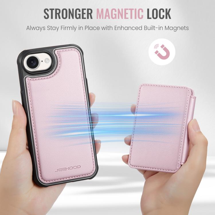 For iPhone 17e / 16e JEEHOOD J05 Business Magnetic Style RFID Leather Phone Case