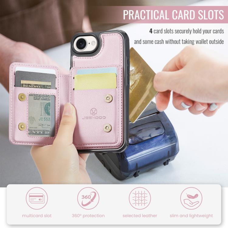 For iPhone 17e / 16e JEEHOOD J05 Business Magnetic Style RFID Leather Phone Case