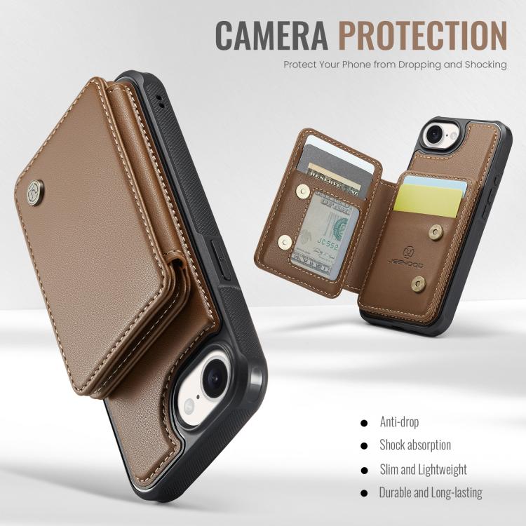 For iPhone 17e / 16e JEEHOOD J05 Business Magnetic Style RFID Leather Phone Case