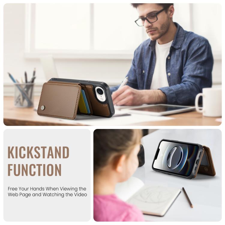 For iPhone 17e / 16e JEEHOOD J05 Business Magnetic Style RFID Leather Phone Case