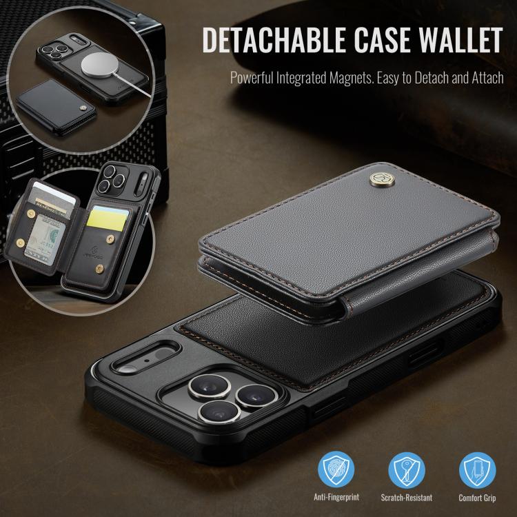 For iPhone 17 Pro Max JEEHOOD J05 Business Magnetic Style RFID Leather Phone Case