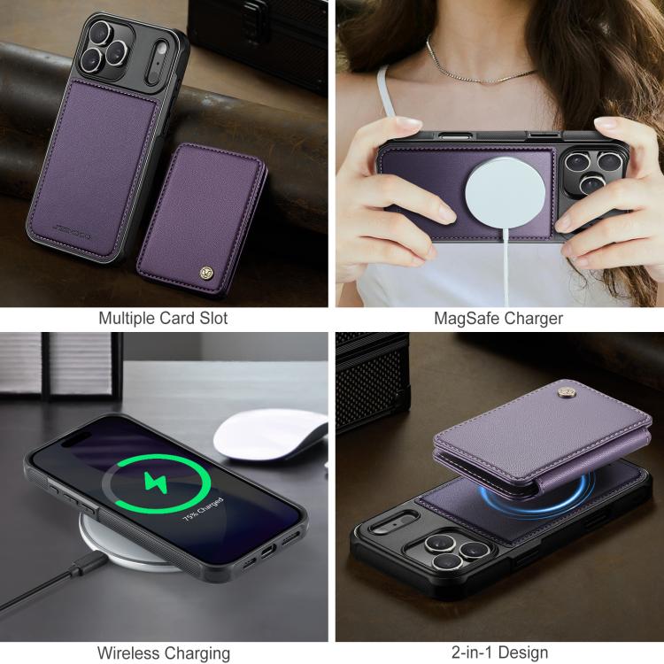 For iPhone 17 Pro Max JEEHOOD J05 Business Magnetic Style RFID Leather Phone Case