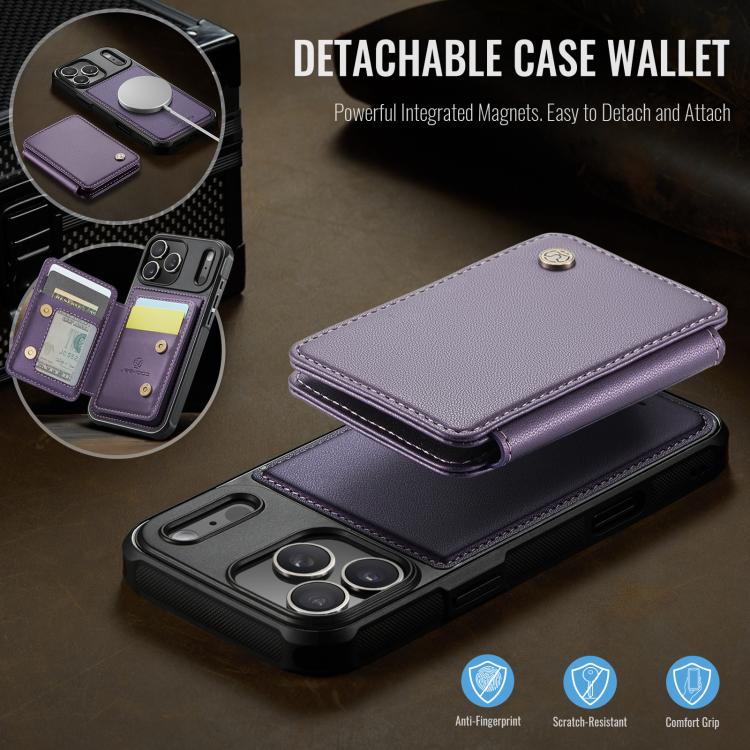 For iPhone 17 Pro Max JEEHOOD J05 Business Magnetic Style RFID Leather Phone Case