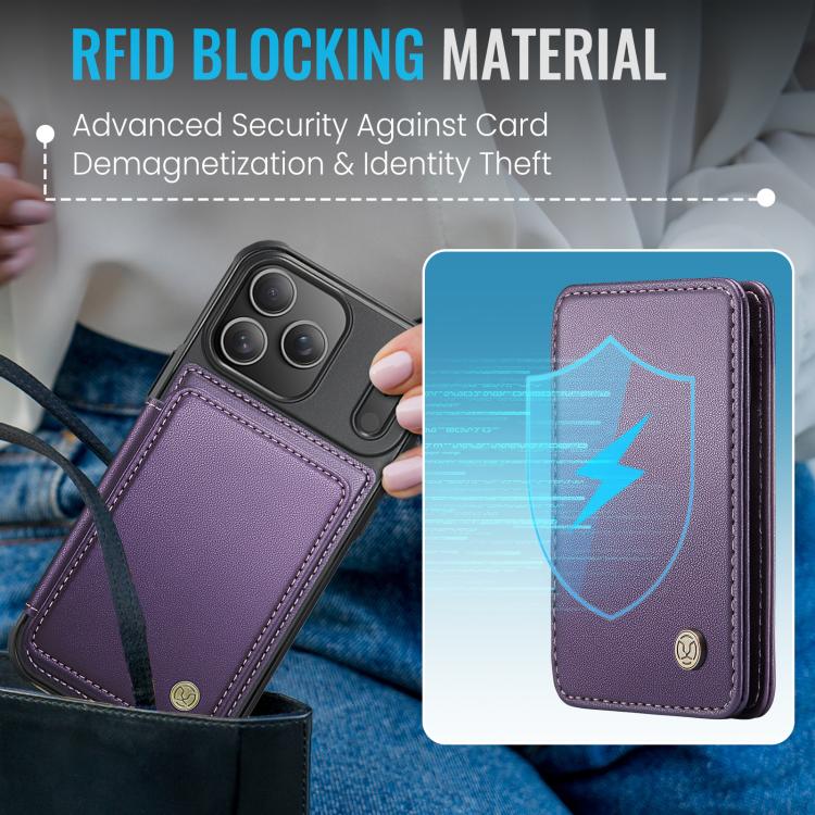 For iPhone 17 Pro Max JEEHOOD J05 Business Magnetic Style RFID Leather Phone Case