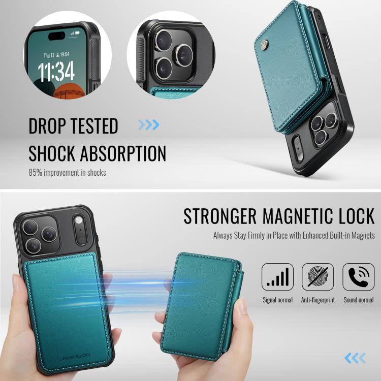 For iPhone 17 Pro Max JEEHOOD J05 Business Magnetic Style RFID Leather Phone Case