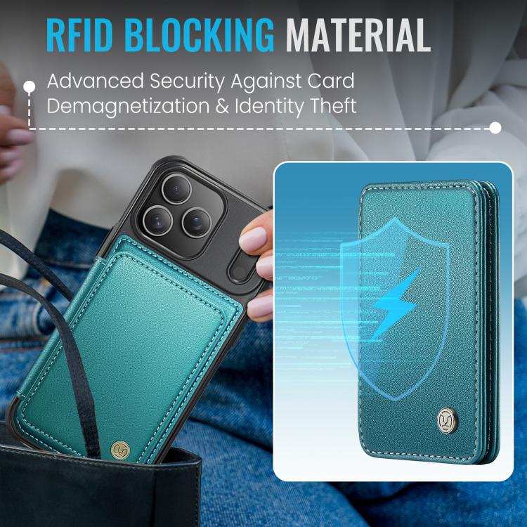 For iPhone 17 Pro Max JEEHOOD J05 Business Magnetic Style RFID Leather Phone Case
