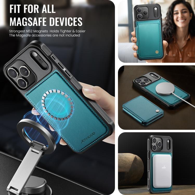 For iPhone 17 Pro Max JEEHOOD J05 Business Magnetic Style RFID Leather Phone Case