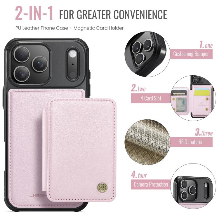 For iPhone 17 Pro Max JEEHOOD J05 Business Magnetic Style RFID Leather Phone Case
