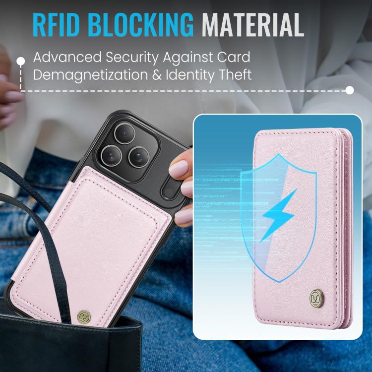 For iPhone 17 Pro Max JEEHOOD J05 Business Magnetic Style RFID Leather Phone Case