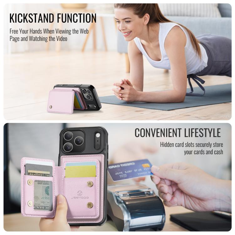 For iPhone 17 Pro Max JEEHOOD J05 Business Magnetic Style RFID Leather Phone Case