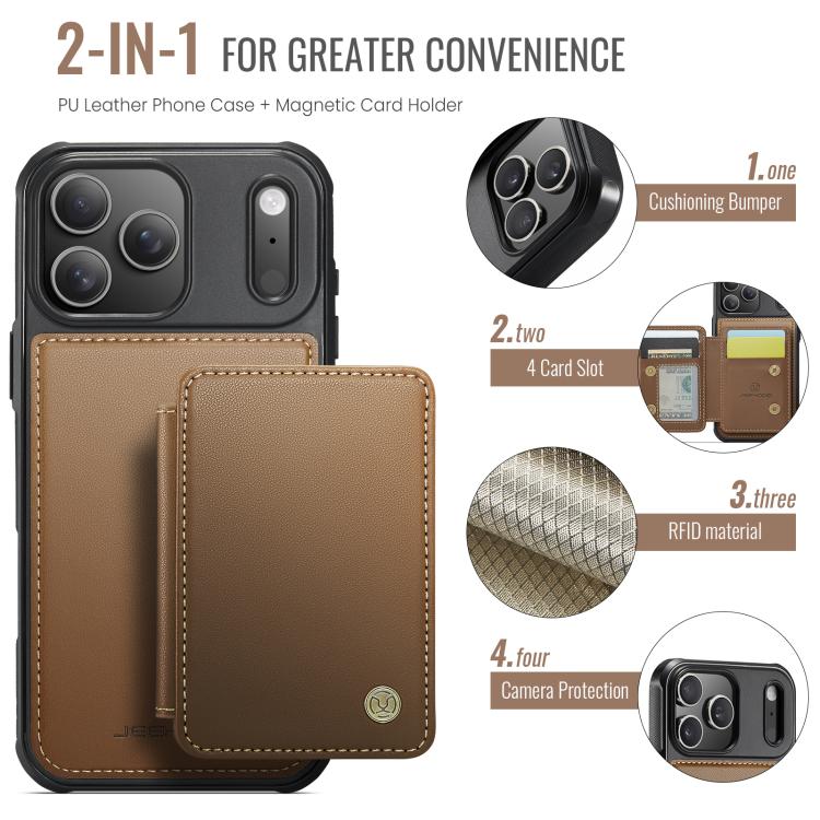 For iPhone 17 Pro Max JEEHOOD J05 Business Magnetic Style RFID Leather Phone Case