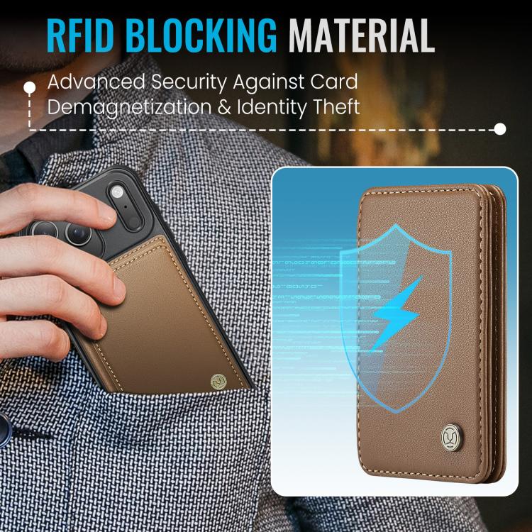 For iPhone 17 Pro Max JEEHOOD J05 Business Magnetic Style RFID Leather Phone Case