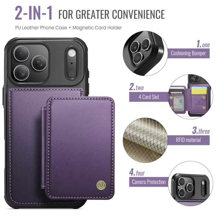 For iPhone 17 Pro JEEHOOD J05 Business Magnetic Style RFID Leather Phone Case
